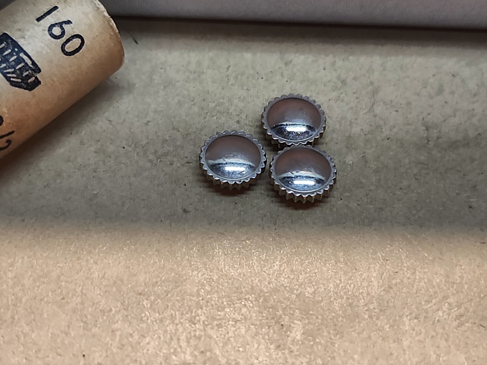 Lot Of 3 NOS Tap 2 White Gold-filled American Pocket Watch Crowns 7.13mm Diam