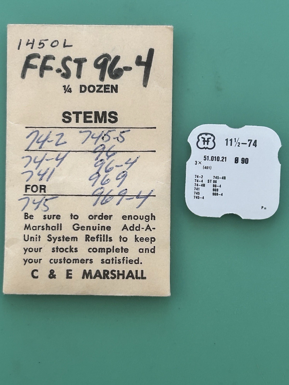 FHF – Cal. 74 – Winding Stem – Part 51.010.21 – .90 mm – Tap 10 – 18 mm long