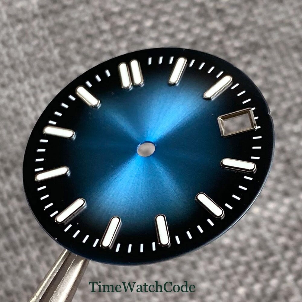 Sunburst Watch Dial Face for NH35 NH36 NH38 Movement Luminous Black Blue 29mm