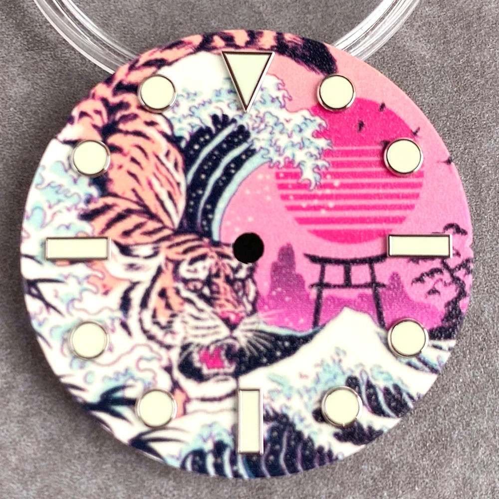 Full Luminous 28.5mm Dial Creative Surfing Dial for Kanagawa Watch Dial NH35 NH3