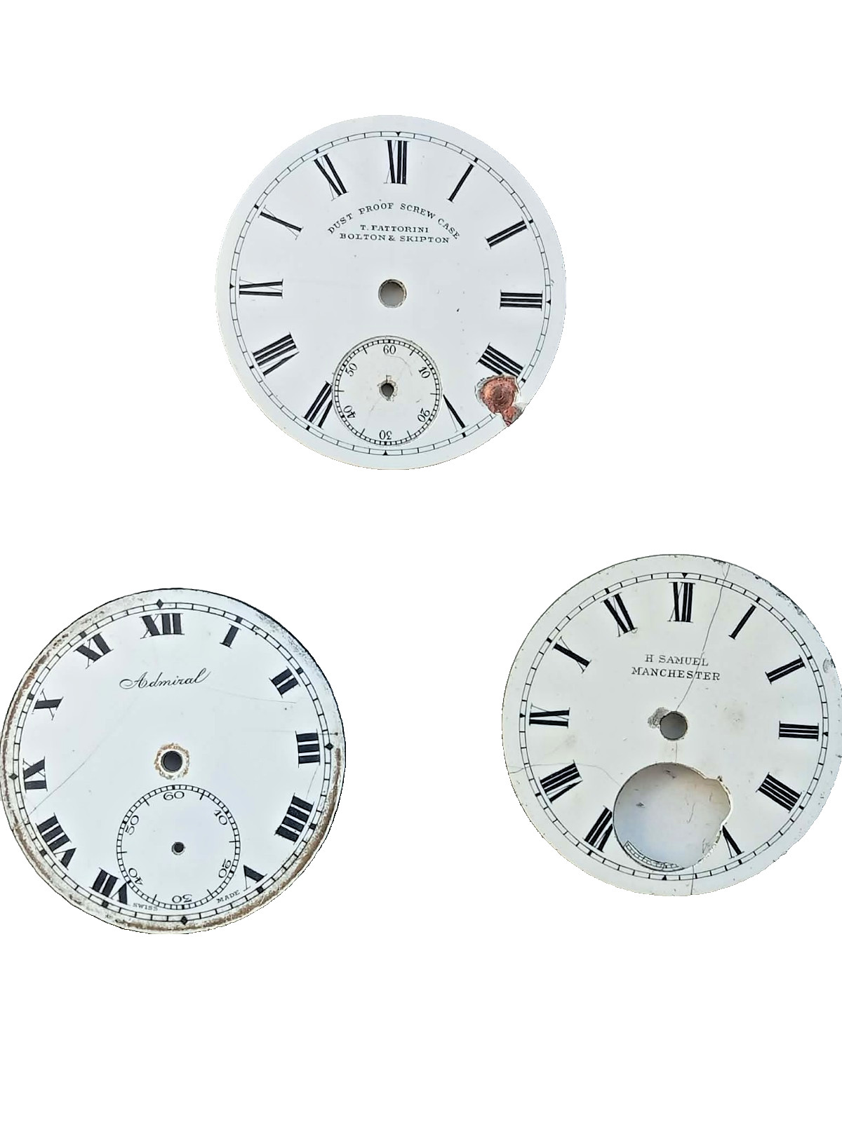 Antique Gents Pocket Watch Enamel Dials Job Lot inc H. Samuel Fattorini Touchon