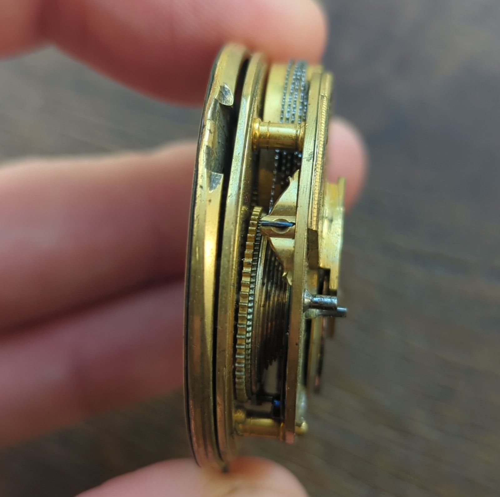 English Cylinder Pocket Watch Movement to Repair, Diamond Stone (AT45)