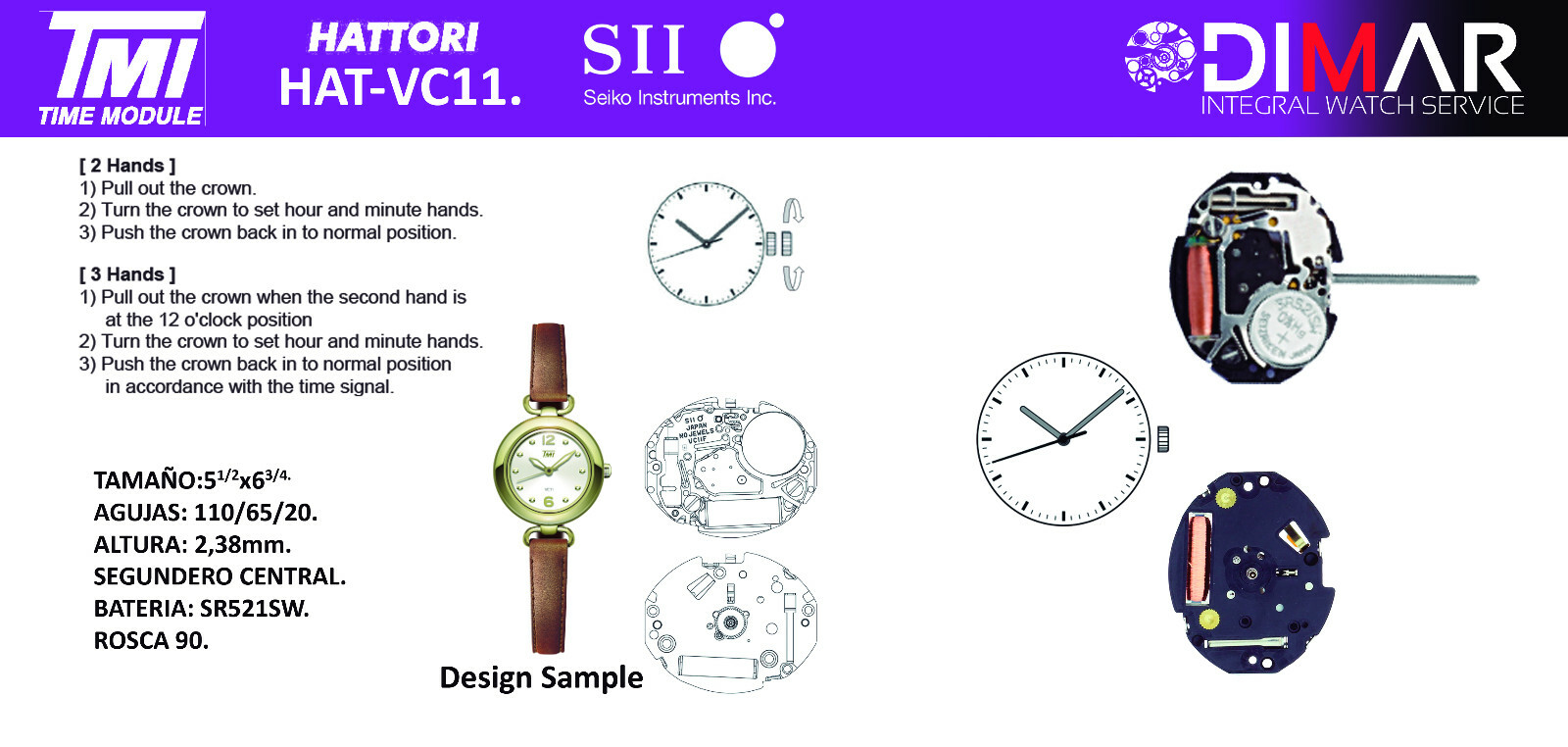HATTORI TMI CALIBER VC11 WATCH MOVEMENT QUARTZ