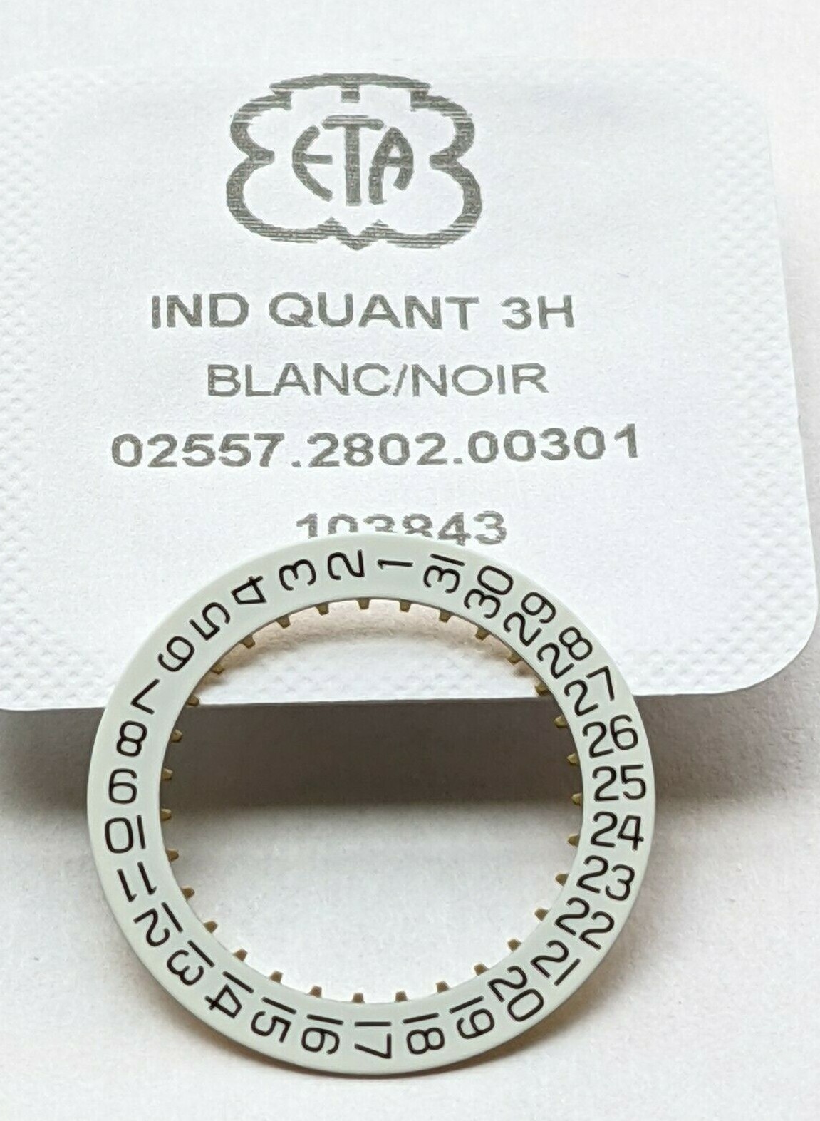 ETA 2824-2 2804-2 Date disc white 3 o’clock Swiss made x 1 piece