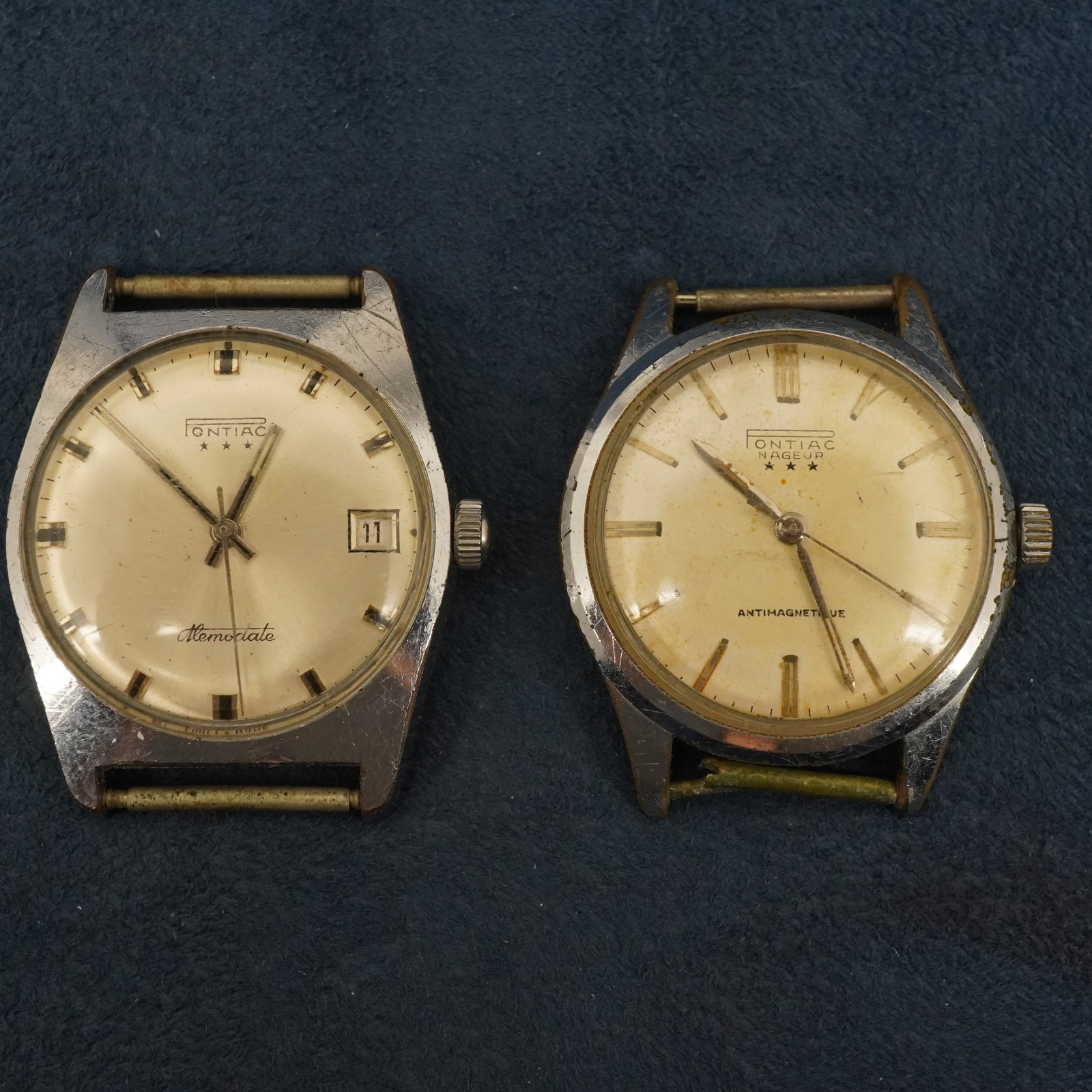 Two Pontiac Naguer Swiss Watch Cases for Parts Repair 30mm – Free Shipping USA