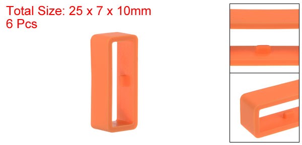 6pcs Watch Strap Loop Fastener Rings 22mm Rubber Watch Holder Keeper Orange