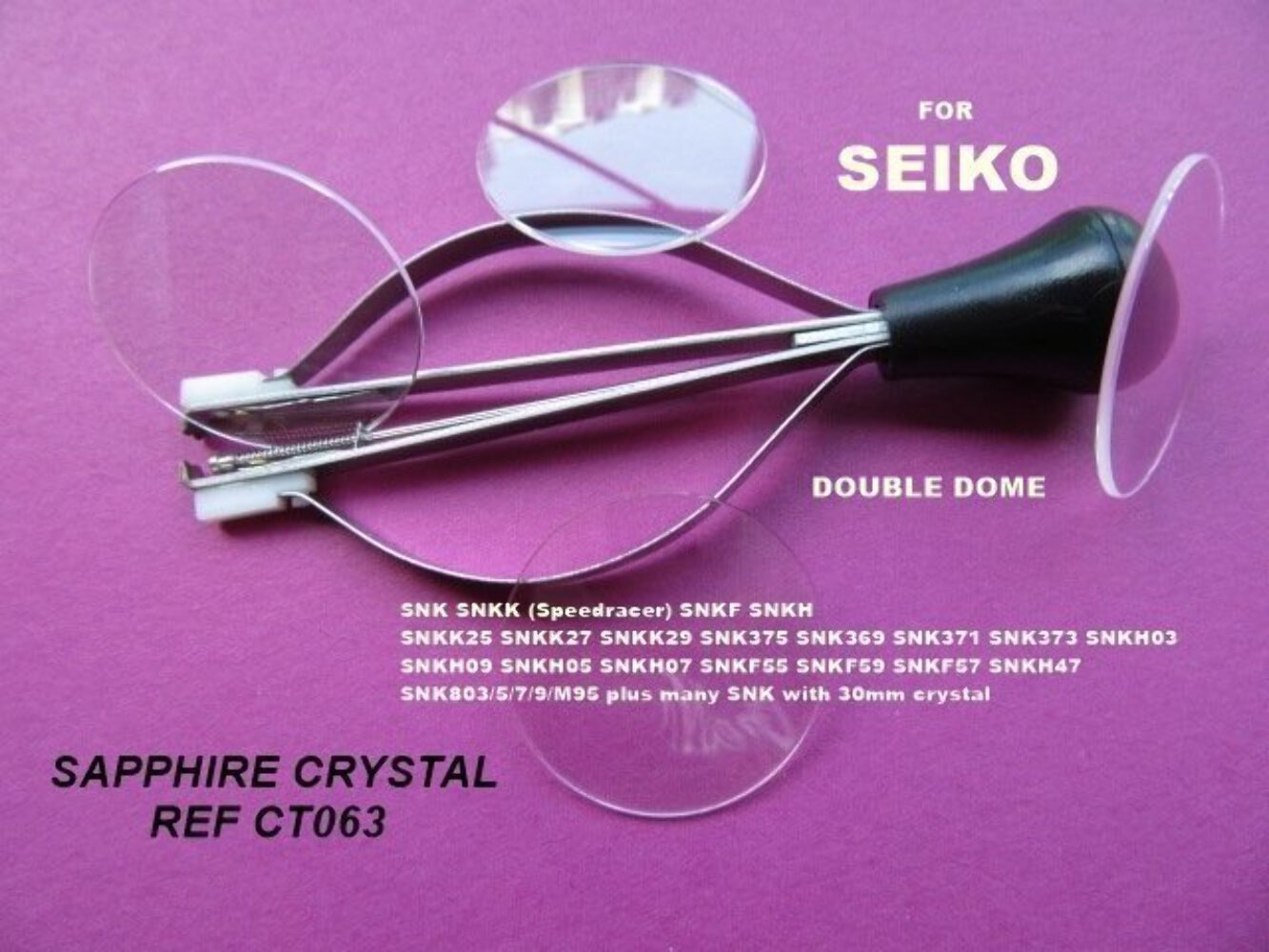 Watch Crystal Only for Seiko 5 SNK Double Dome Sapphire Crystal – 30mm – CT063