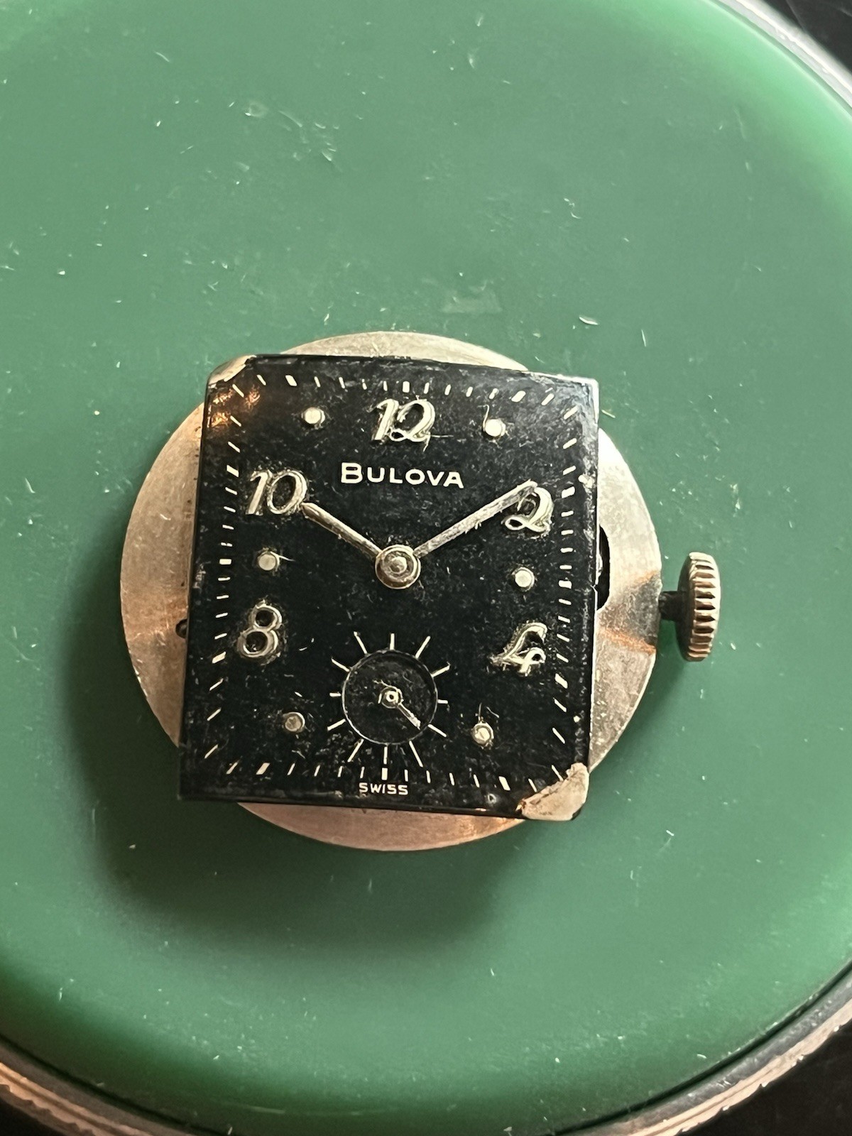 GOOD BALANCE Black Dial Bulova 11AC Watch Movement, Missing Parts