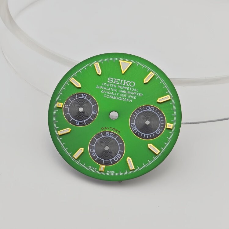 29.4mm Multifunctional Watch Dial Green Luminous For VK63 Movement Watch Parts