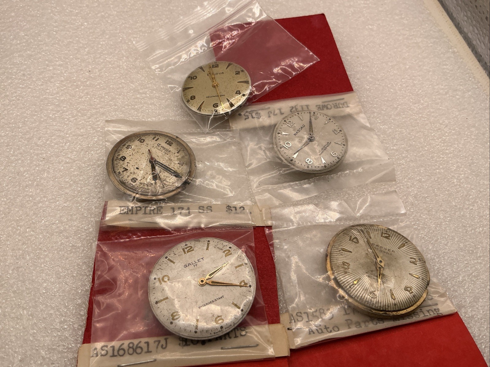 Vintage Men’s Wristwatch Movements Lot (5) See Pics For Brands Models