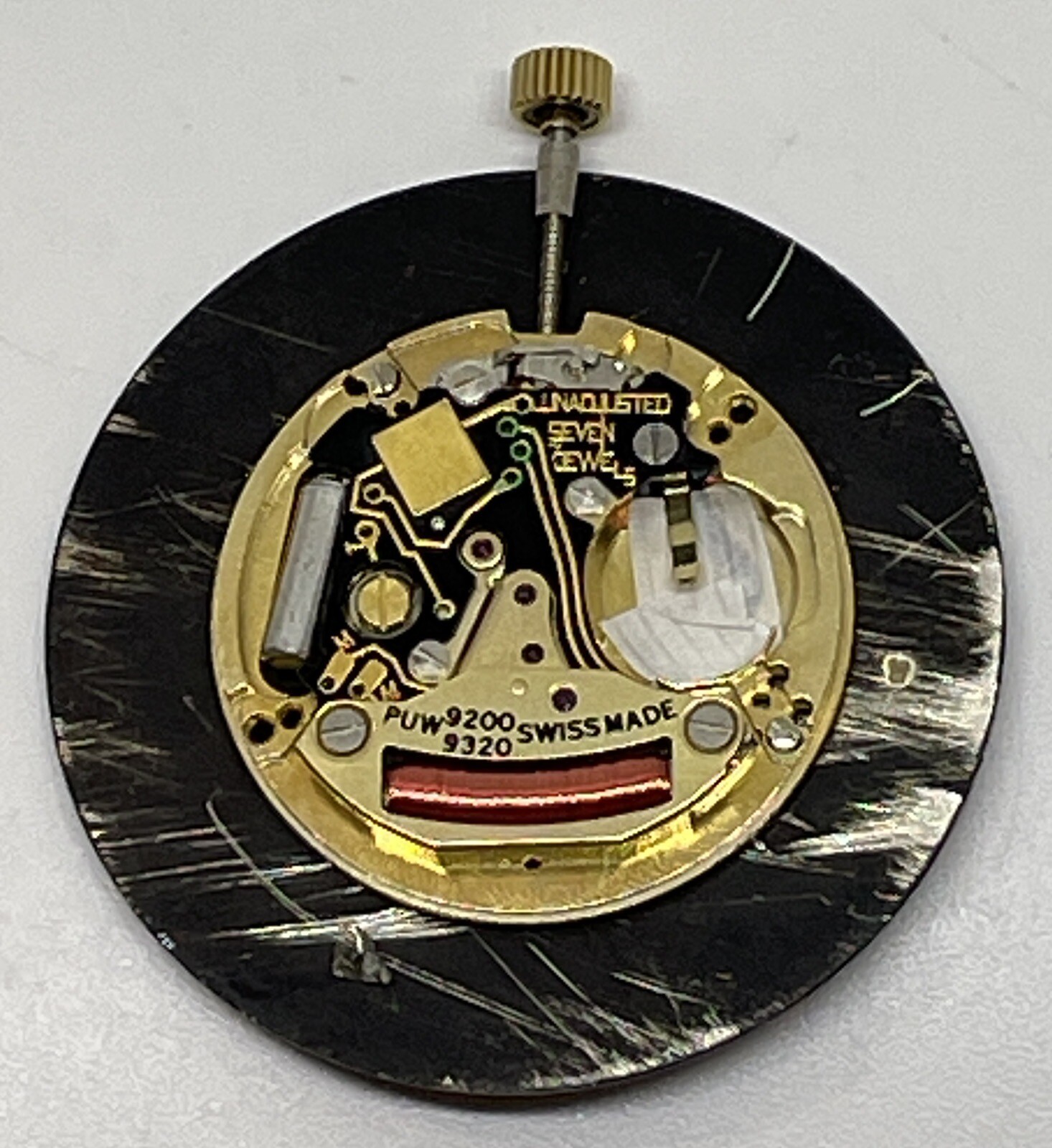 MOVADO QUARTZ WATCH MOVEMENT 7 Jewels Swiss Black Dial Does Not Run