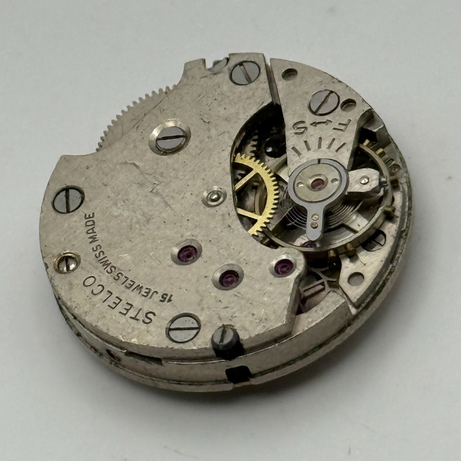 Arogno 125 Watch Movement Precista Steelco 15 Jewels Manual Wind Parts 23.7mm