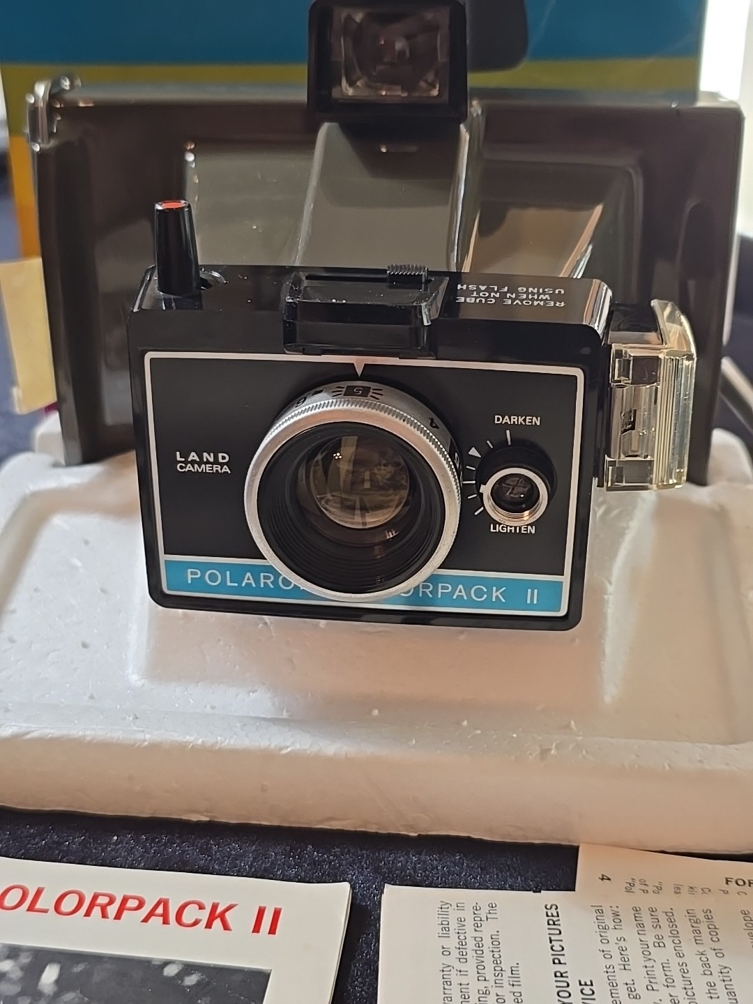 Polaroid Colorpack II Land Camera With Original Box And All Papers Black Vtg