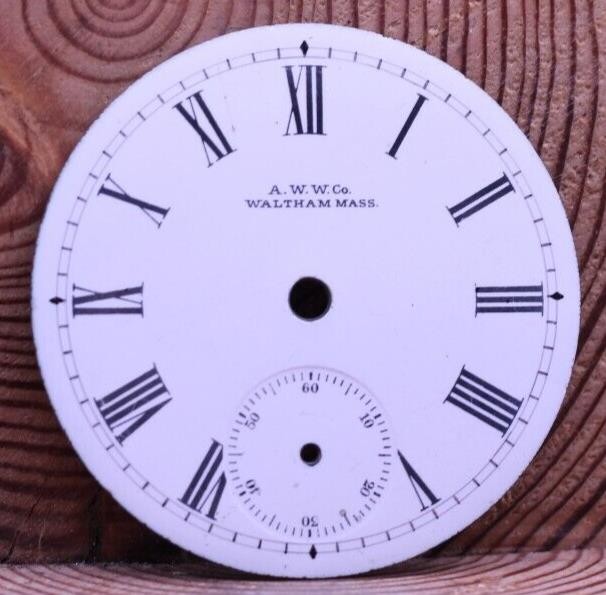 A.W.W.Co. WALTHAM PORCELAIN POCKET WATCH DIAL 41.5mm (KE)