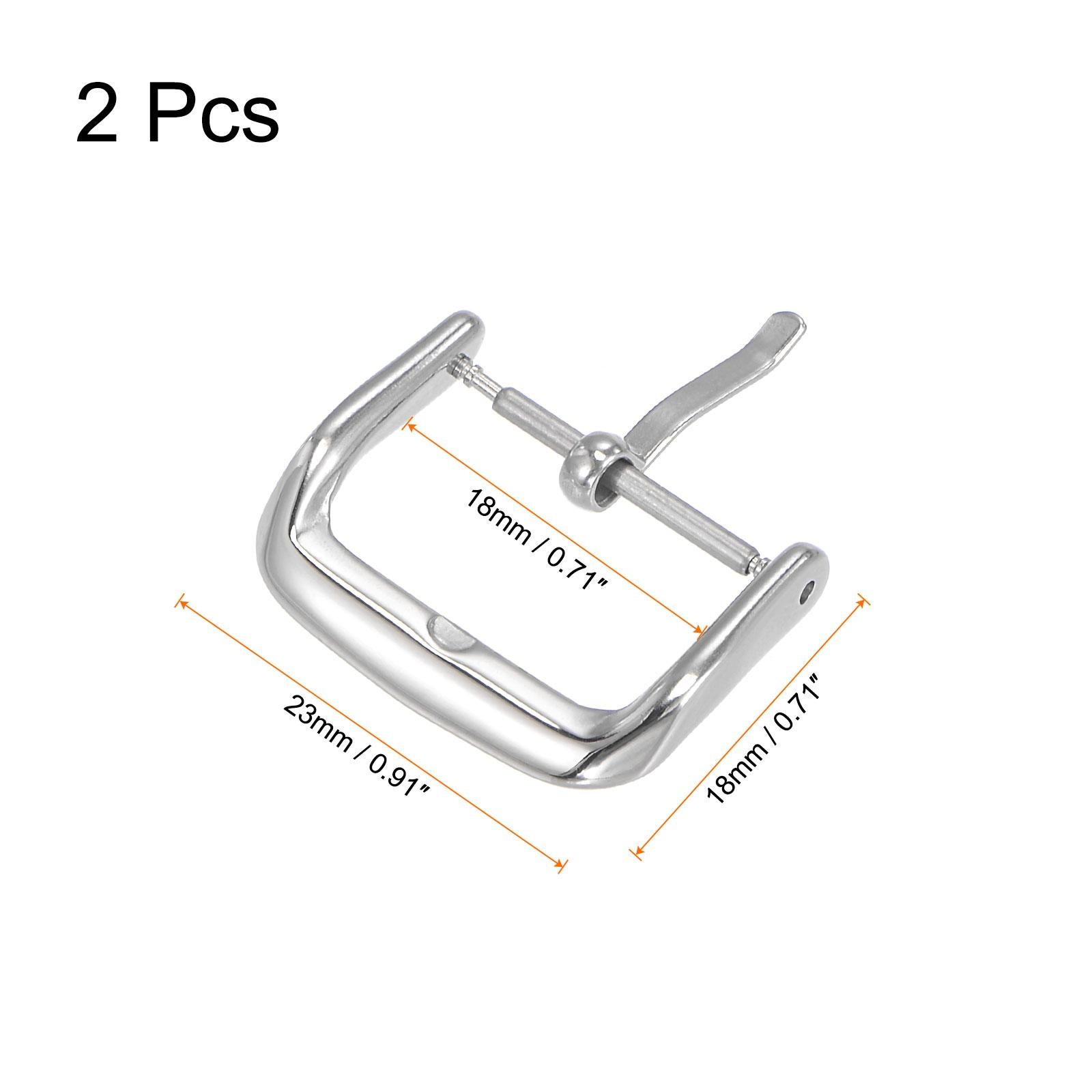 Buckle strap watch, 316 polished steel, silver for 18mm 2pcs