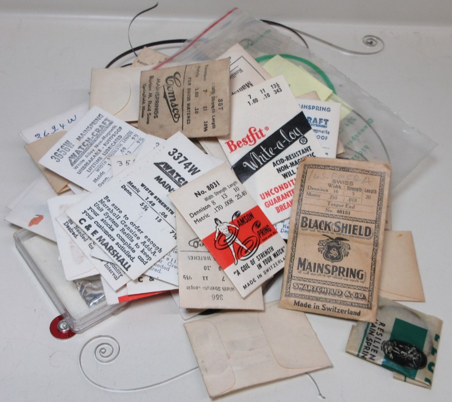 VINTAGE LOT OF 75 WATCH MAIN SPRINGS WATCHMAKER REPLACEMENT PARTS ASSORTED # 13