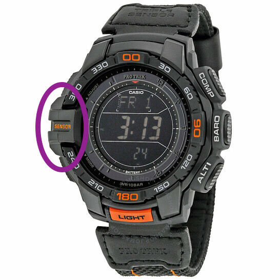 Casio Pro Trek PRG-270 PRG-270B PRG-270D black plastic sensor cover @ 9:00