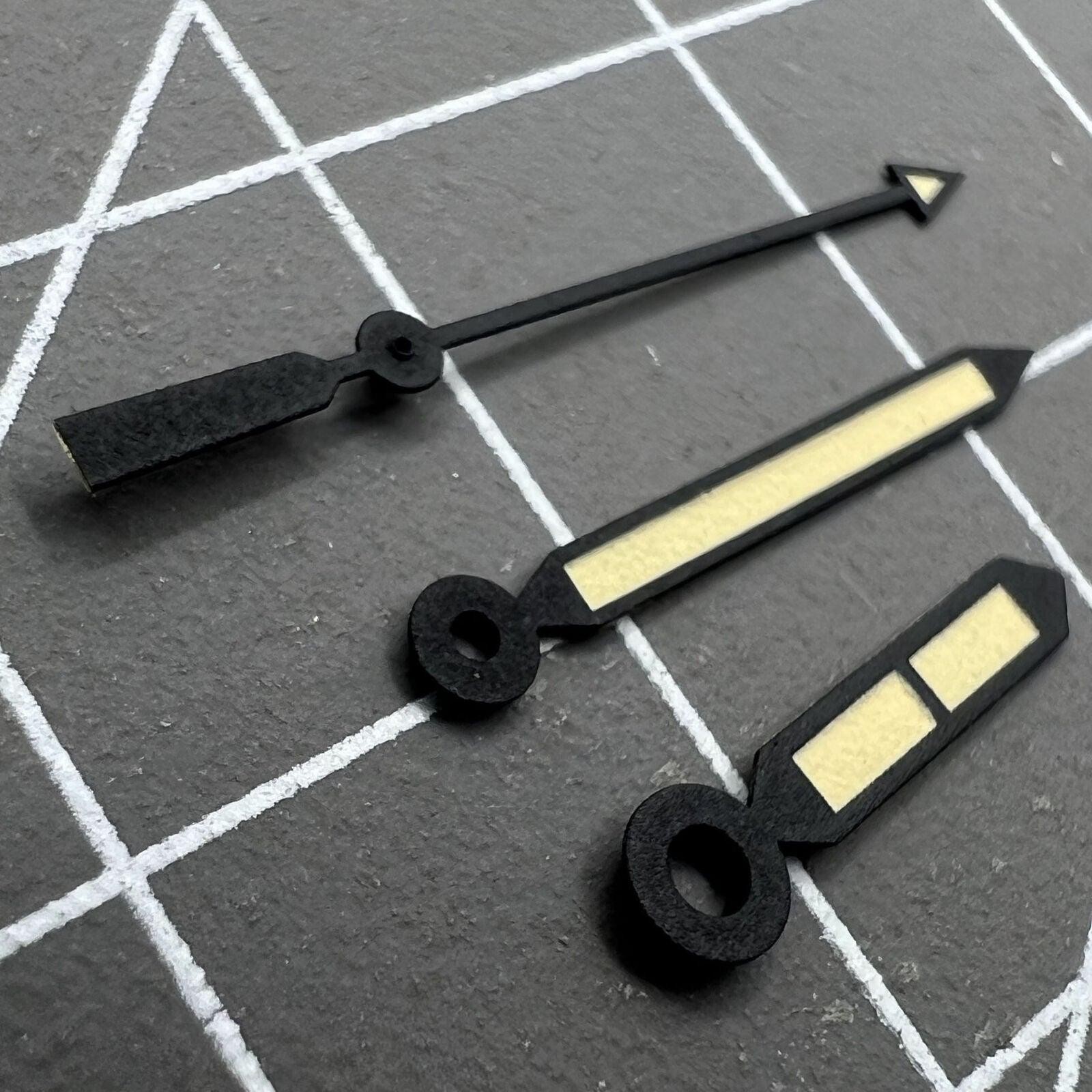2 Sets Green Lume Black Trim Yellow Painted Arrow Shape Watch Hands for NH35 36