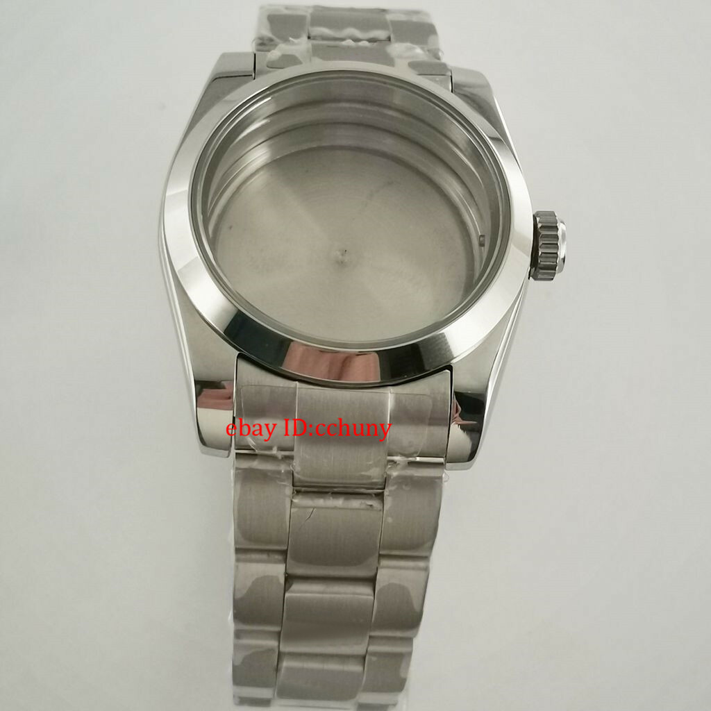 36mm Sapphire glass Steel Watch Case Bracelet Solid Back For NH35 NH36 Movement
