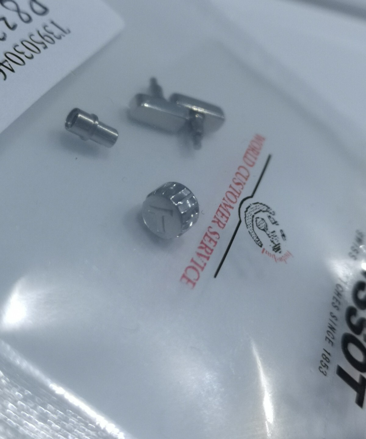 2 Buttons, Tube, Crown Tissot P833/933 New Genuine Steel P833 933