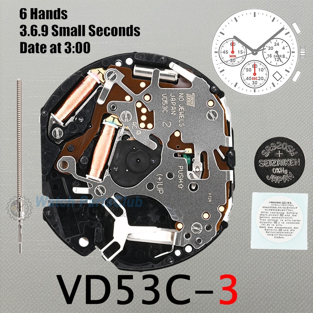 JAPAN VD SERIES VD53C VD53-Watch Movement Quartz electron Movement replacement