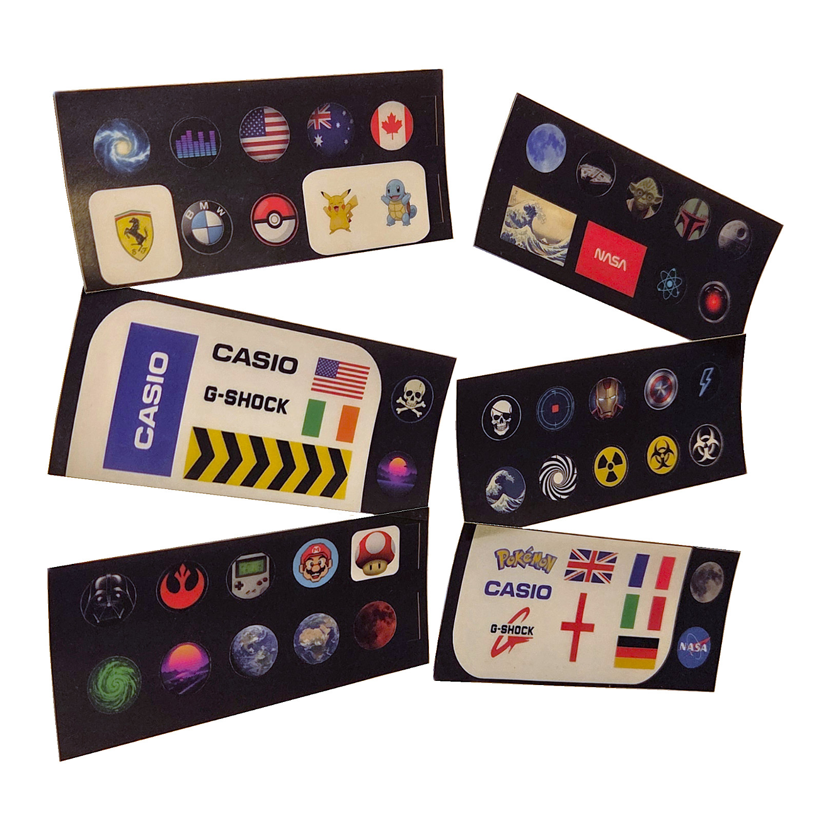 Watch mod kit, 57 different Decals and Logos. Casio AE1200, F-91W, A-168, GShock