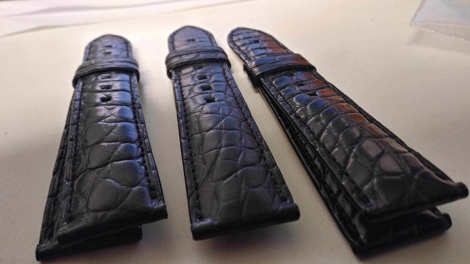Genuine Montblanc Band Black with black Stitch Alligator 20/18mm NEW