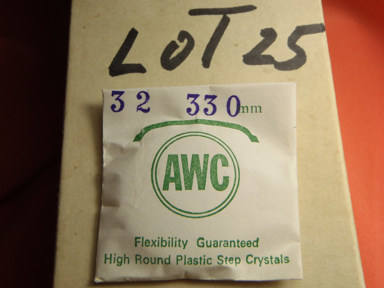 AWC HIGH ROUND PLASTIC WATCH STEP CRYSTAL 33.0 MM NOS