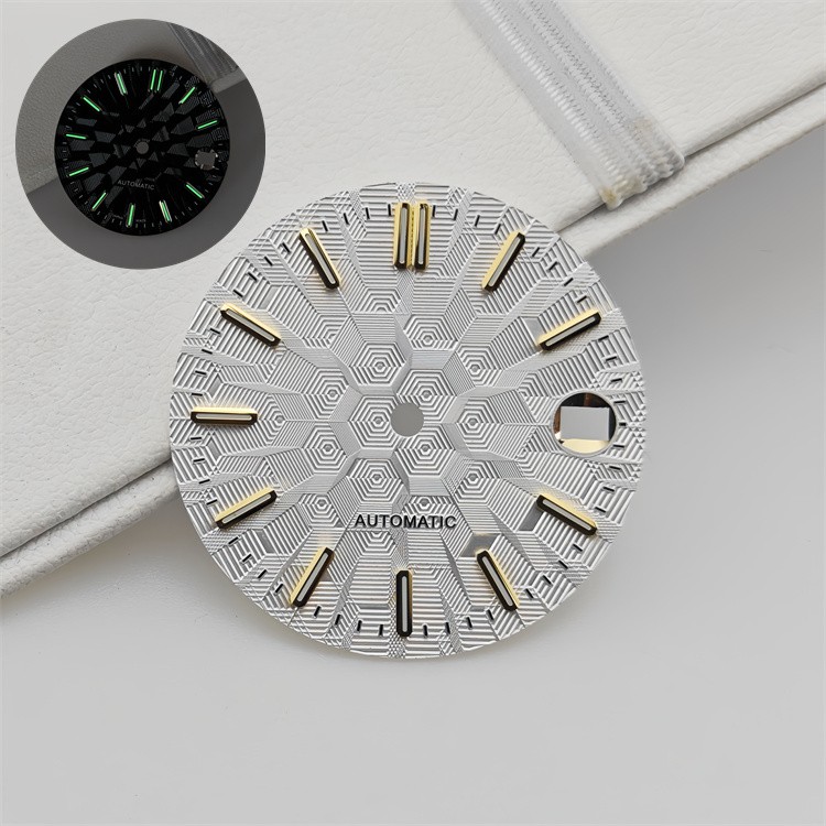 NH35 Dial 28.5mm Architectural Dial Green Lume Fit for NH36 Movement Watch Parts