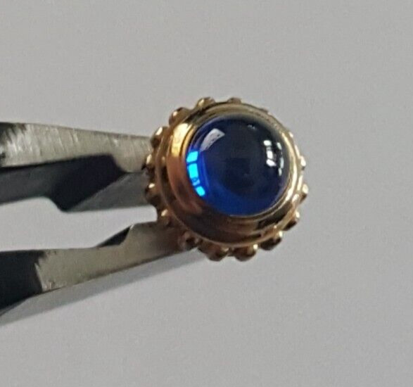 Cartier Gold Plated Crown and Stem With Blue Cabochon Stone