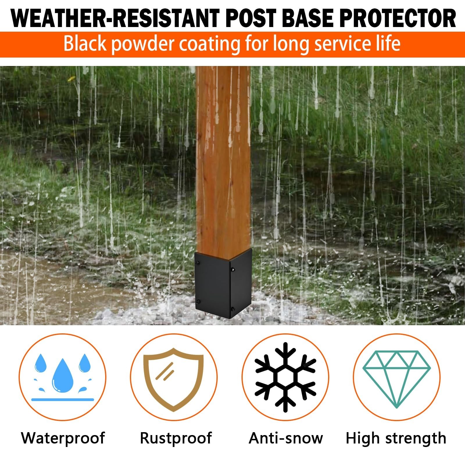 Post Base Protectors 4Pack,Adjustable(Range 3.3-6 in) Protects Wood Column fo…