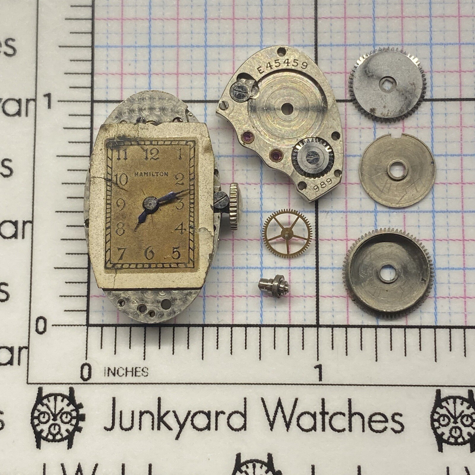 Vintage Hamilton 989 Watch Movement Repairs Parts Spares Watchmaker 17 Jewels
