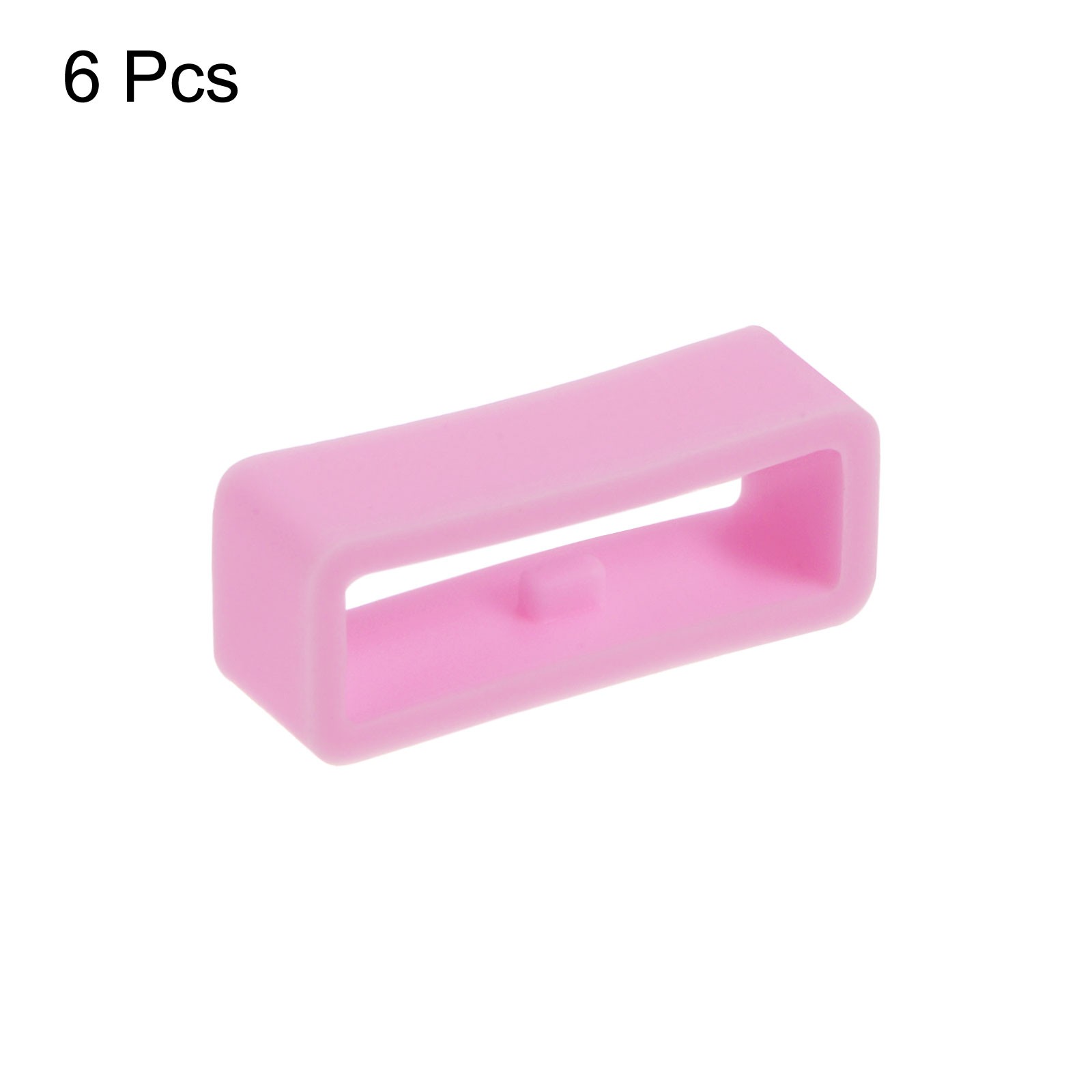 6pcs Watch Strap Loop Fastener Rings 18mm Rubber Watch Holder Keeper Pink