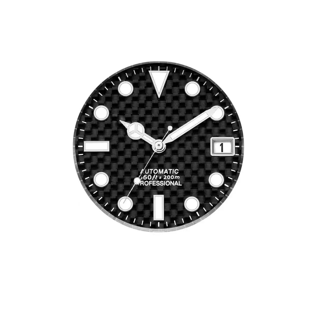 28.5mm Carbon fiber Watch Dial and Hands luminous for NH38 NH35 NH36 Movements