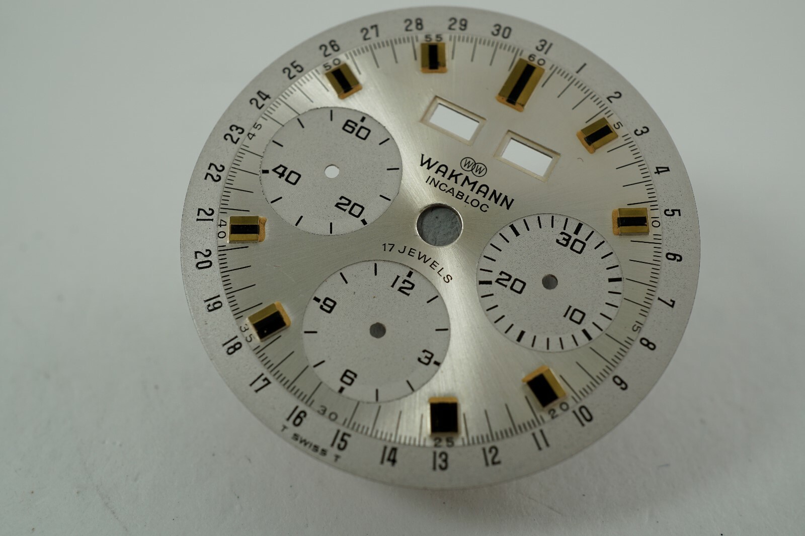 WAKMANN VINTAGE CALENDAR CHRONOGRAPH DIAL ONLY NEW OLD STOCK DATES 1970’S