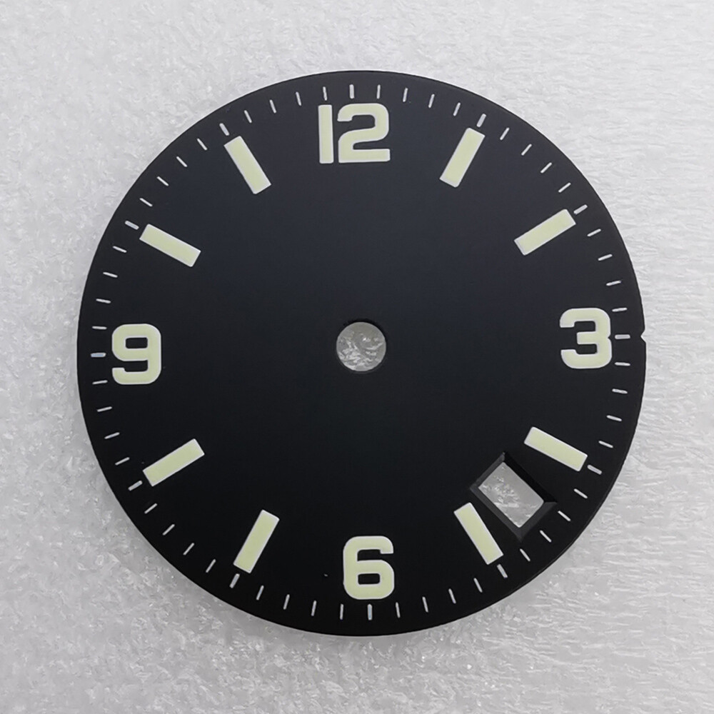 28.5mm luminous black blue gray 4 o’clock calendar watch dial fit NH35 movement