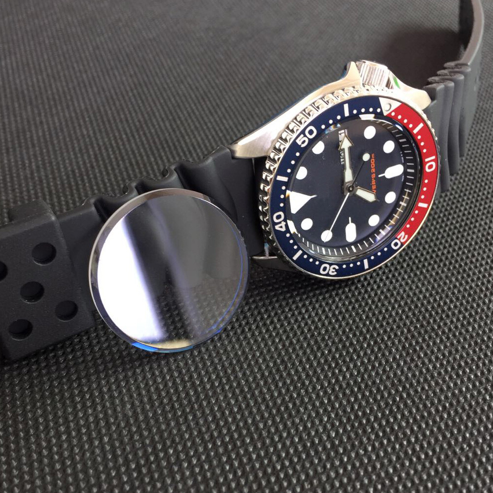 AR Blue Sapphire Flat Watch Glass Crystal fit SeikoSKX009 SKX007 011 175 7002