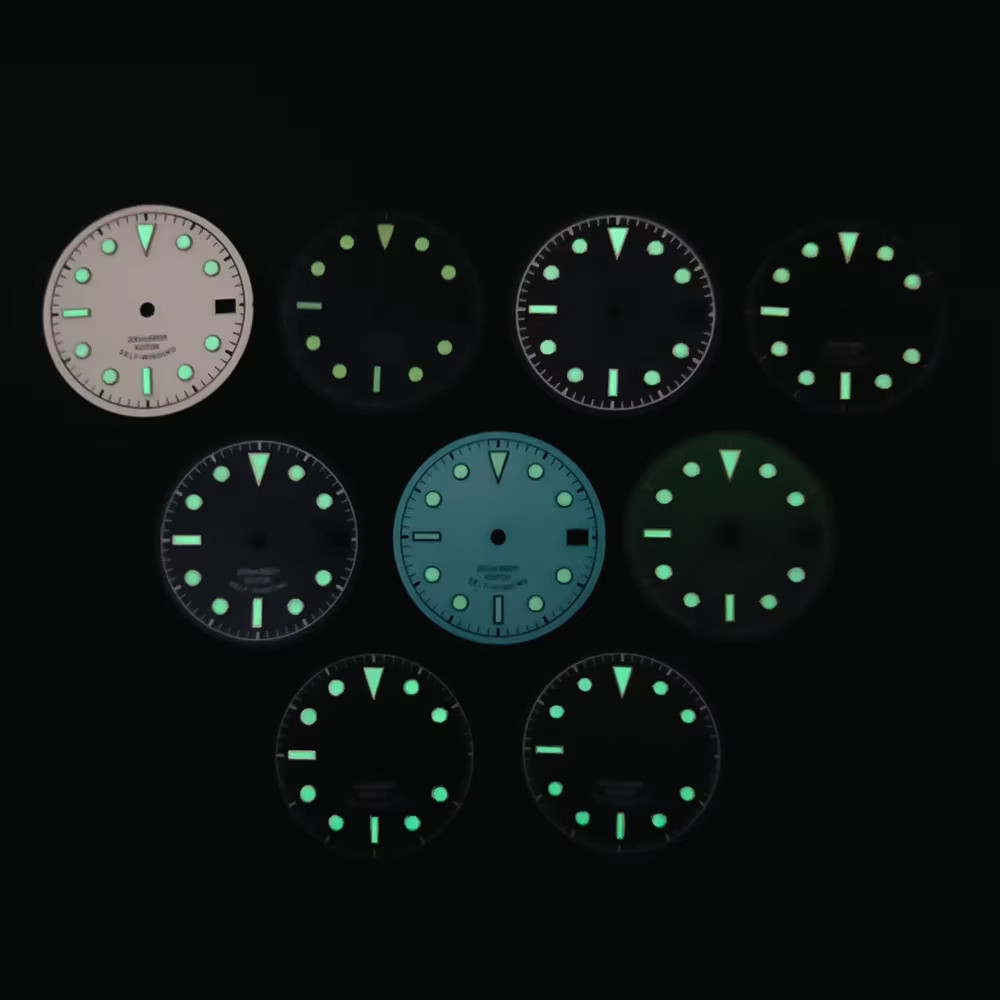Neiton 28.5Mm Black White Blue Gray Green Watch Dial Green Luminous Dial Fit NH3