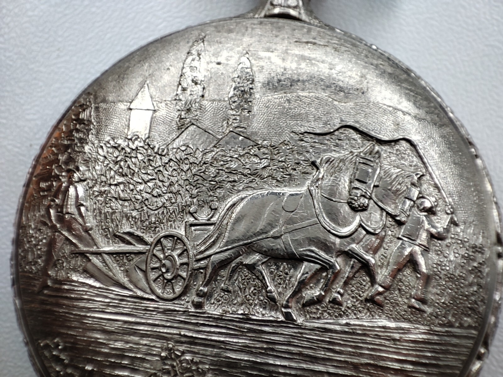 plowing horses working in the field pocket Watch 420 movement 48.7 mm for parts