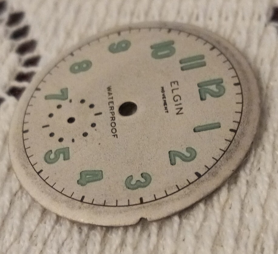 Vintage WW2 NOS ELGIN MILITARY dial only / Waterproof