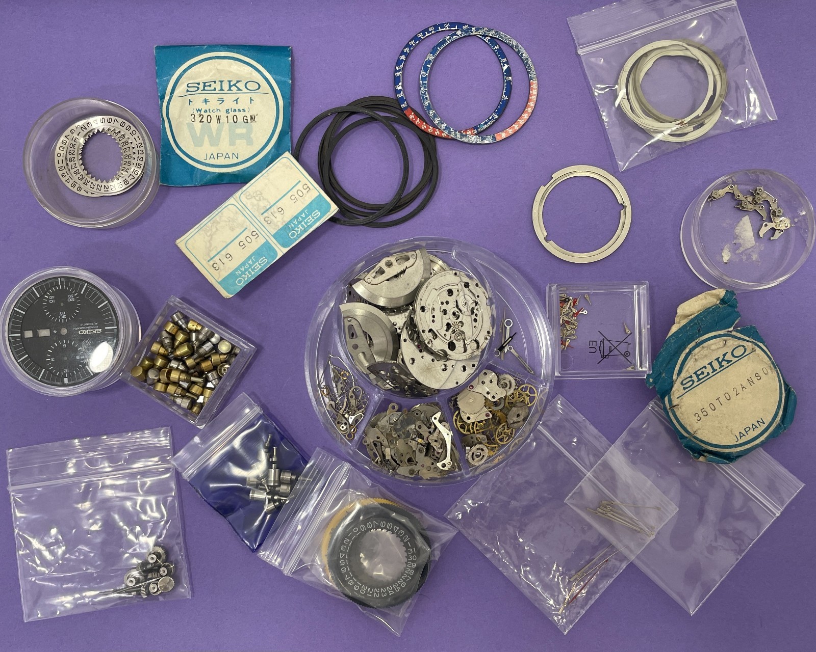 LOT OF SEIKO PARTS WHEEL HANDS DIALS CRYSTALS NOS & USED CONDITION SHIP FROM USA