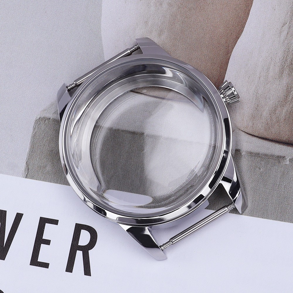FEIYASHI 33mm/40.6mm Polished Steel Diver Watch Case Silver For Seiko NH35 NH36