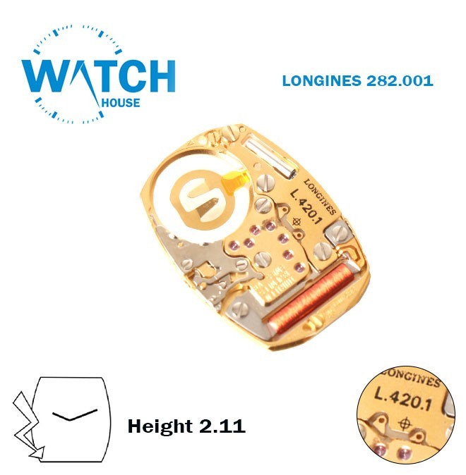 ETA 282.001 (L.420.1) Swiss Movement-Without Stem-2 Hands-Height: 2.11mm.
