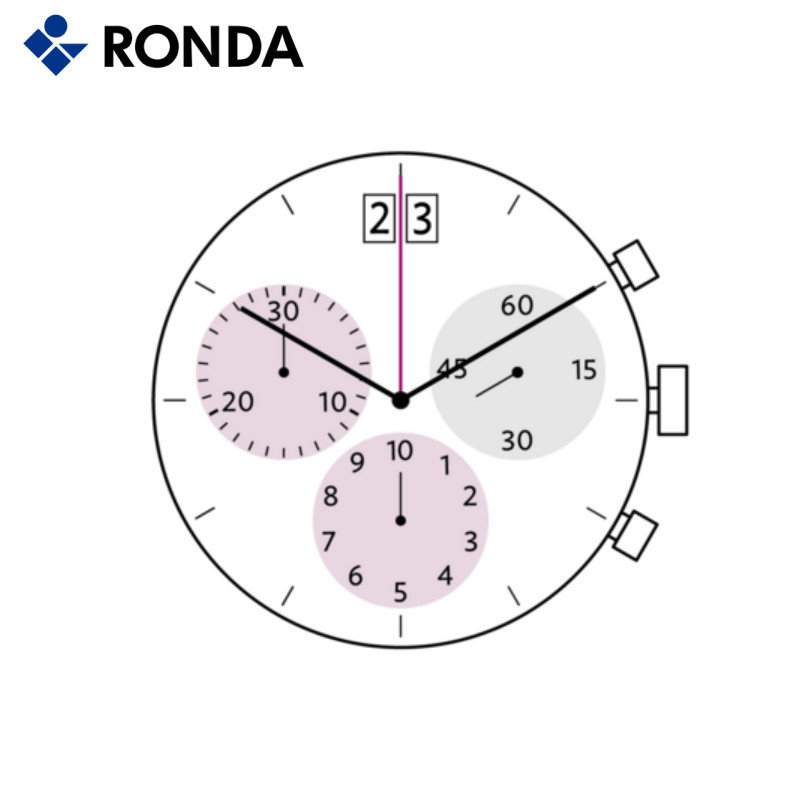 Ronda 5040B Date at 12 Chronograph Watch Movement Genuine New