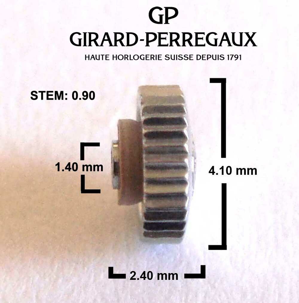 GIRARD PERREGAUX – Watch Crown Steel – N.O.S. ORIGINAL 4.10 mm Stem 0.90