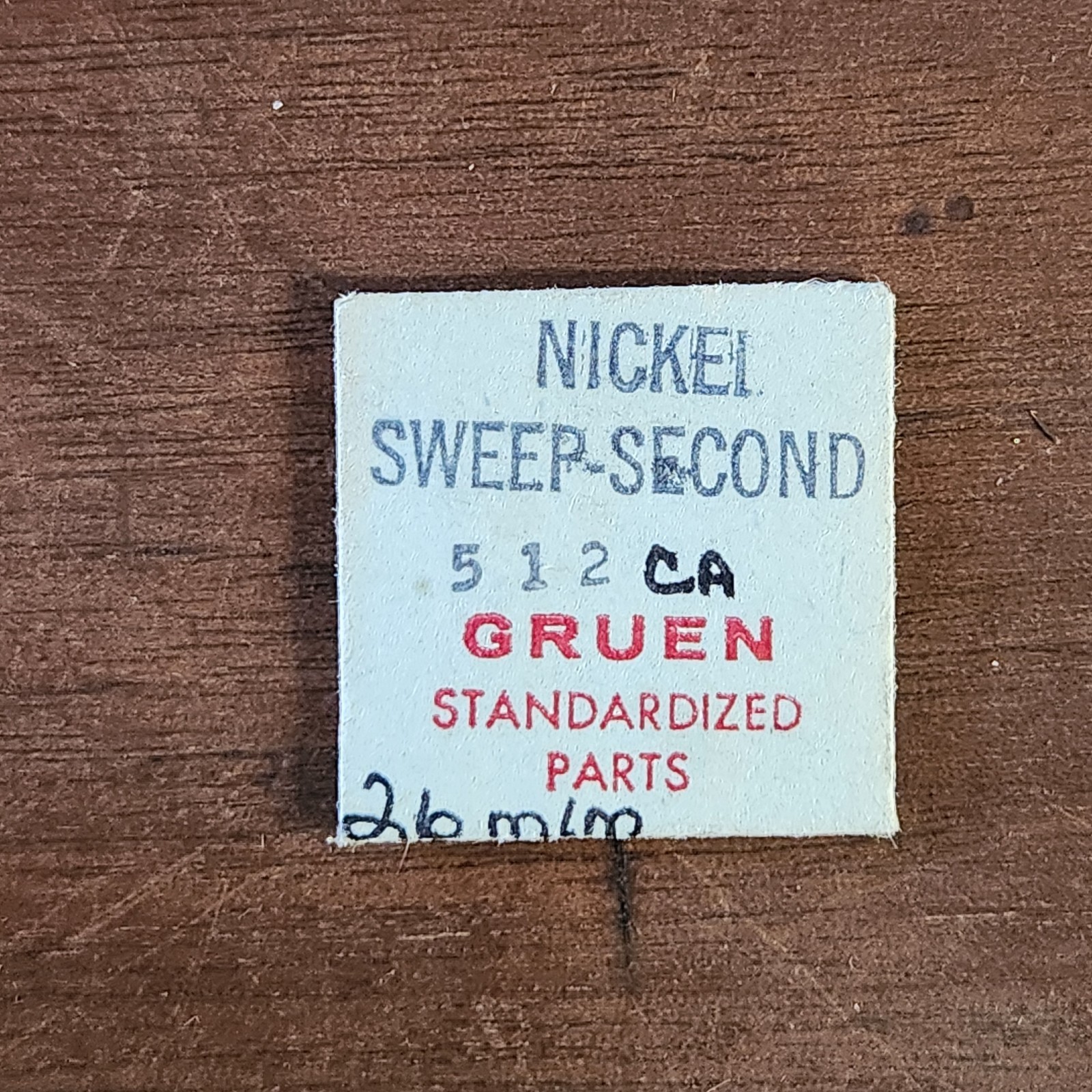 NOS Sealed Gruen Watch Part #512 CA Nickle Sweep Seconds Hand 26mm