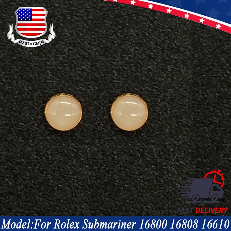2*Gold Pearl Pip Dot Bezel Insert For Rolex Submariner 16800 16808 16610 16613LB