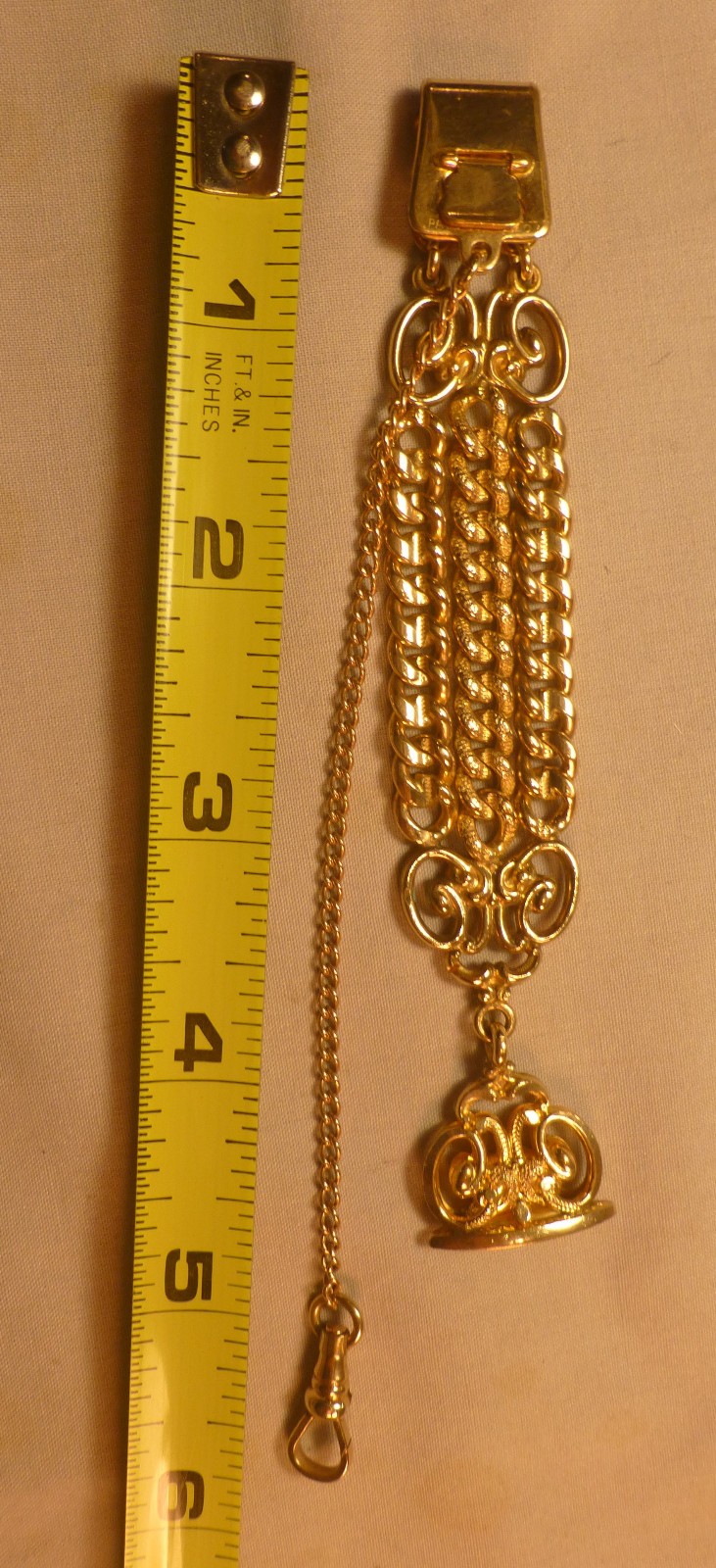 Vintage Beautiful Gold Fill & Ivory Pocket Watch Chain – -BEST OFFER-