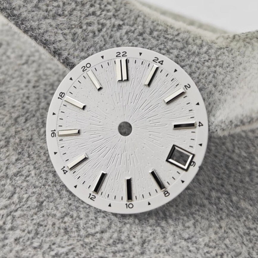 Radiogravure Dial White Blue Black Dial Silver Studs 28.5 Mm for NH34 Movement