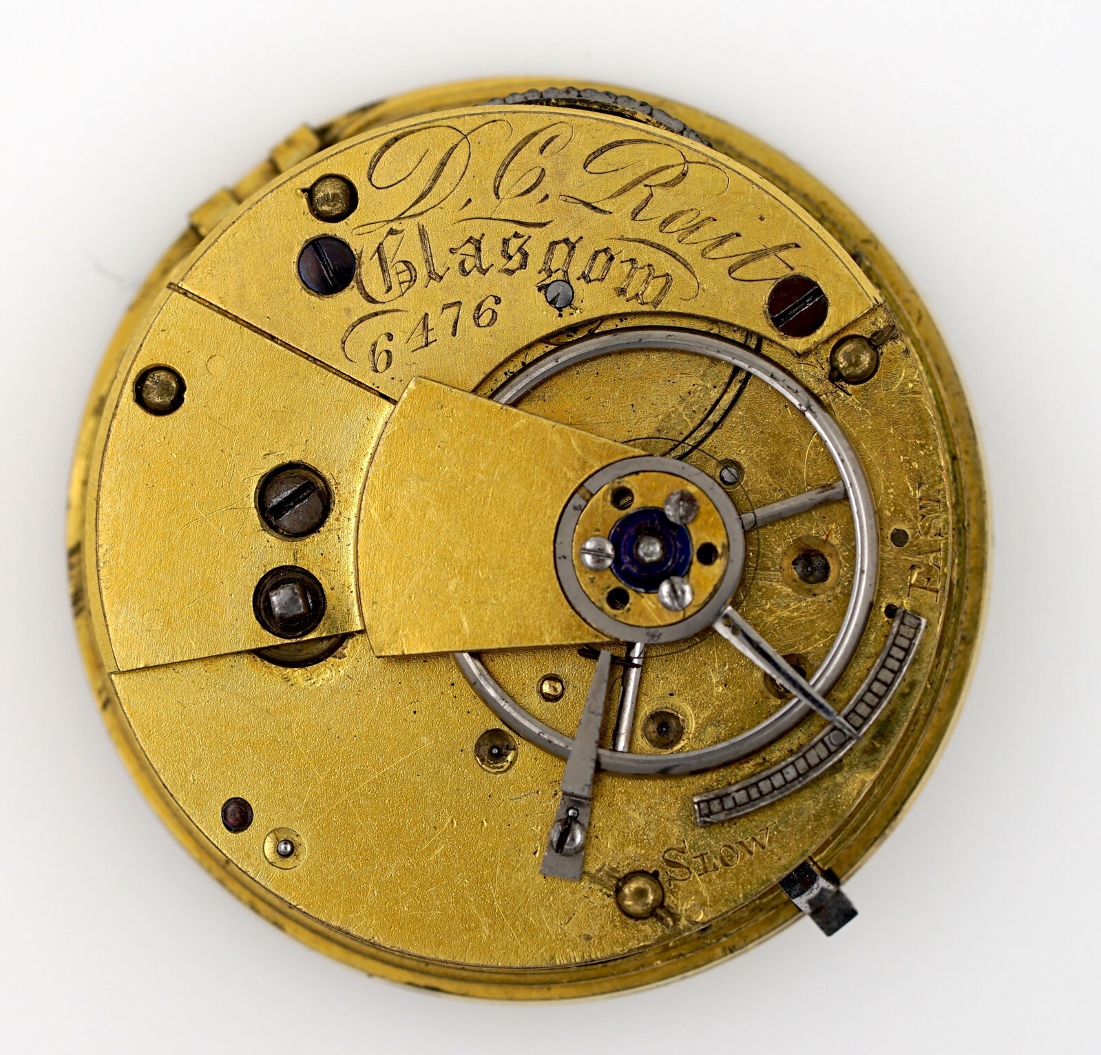 D C RAIT GLASGOW ENGLISH LEVER FUSEE POCKET WATCH MOVEMENT SPARES REPAIRS Q39